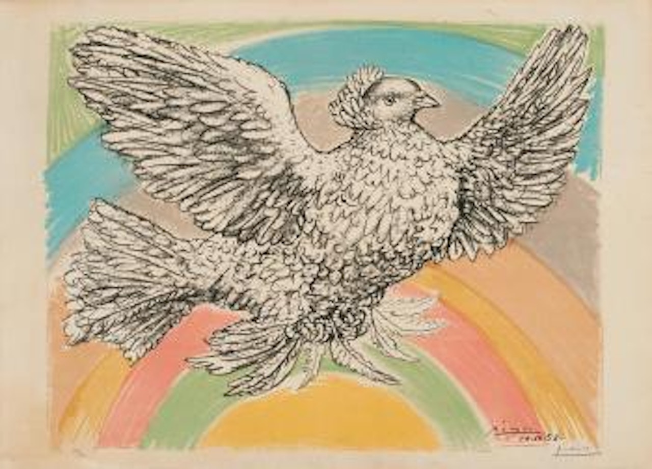 Colombe volant (a l'arc-en-ciel) by Pablo Picasso