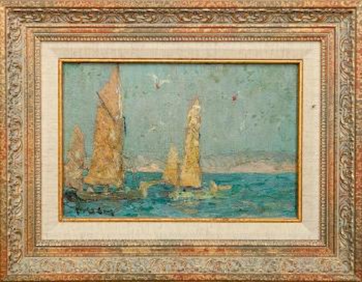 Sailboats off the coast of Brittany by Hayley Lever