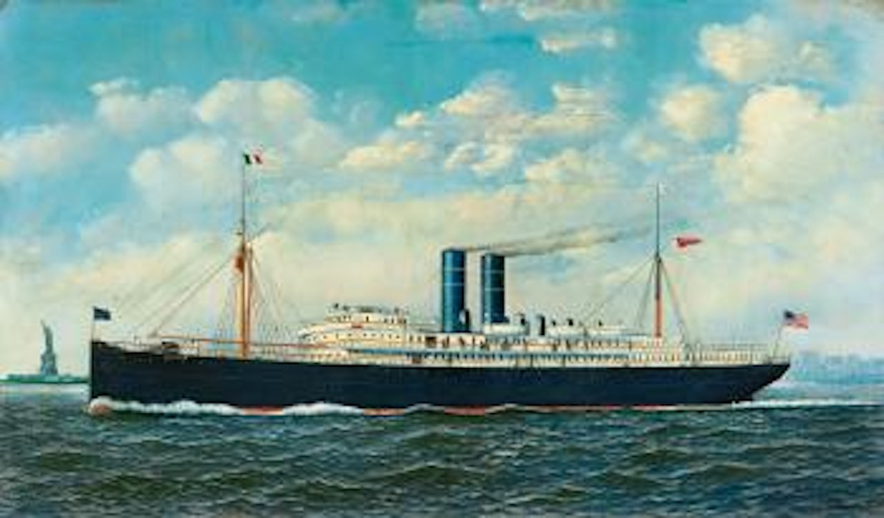 Steamship Merida in New York Harbor by Antonio Jacobsen