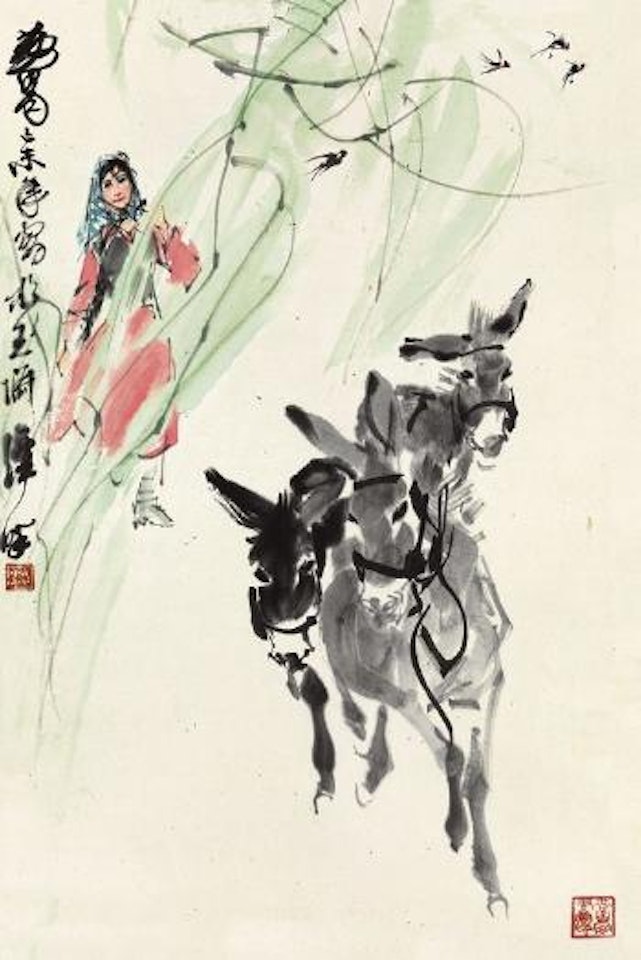 Herding donkeys by Huang Zhou