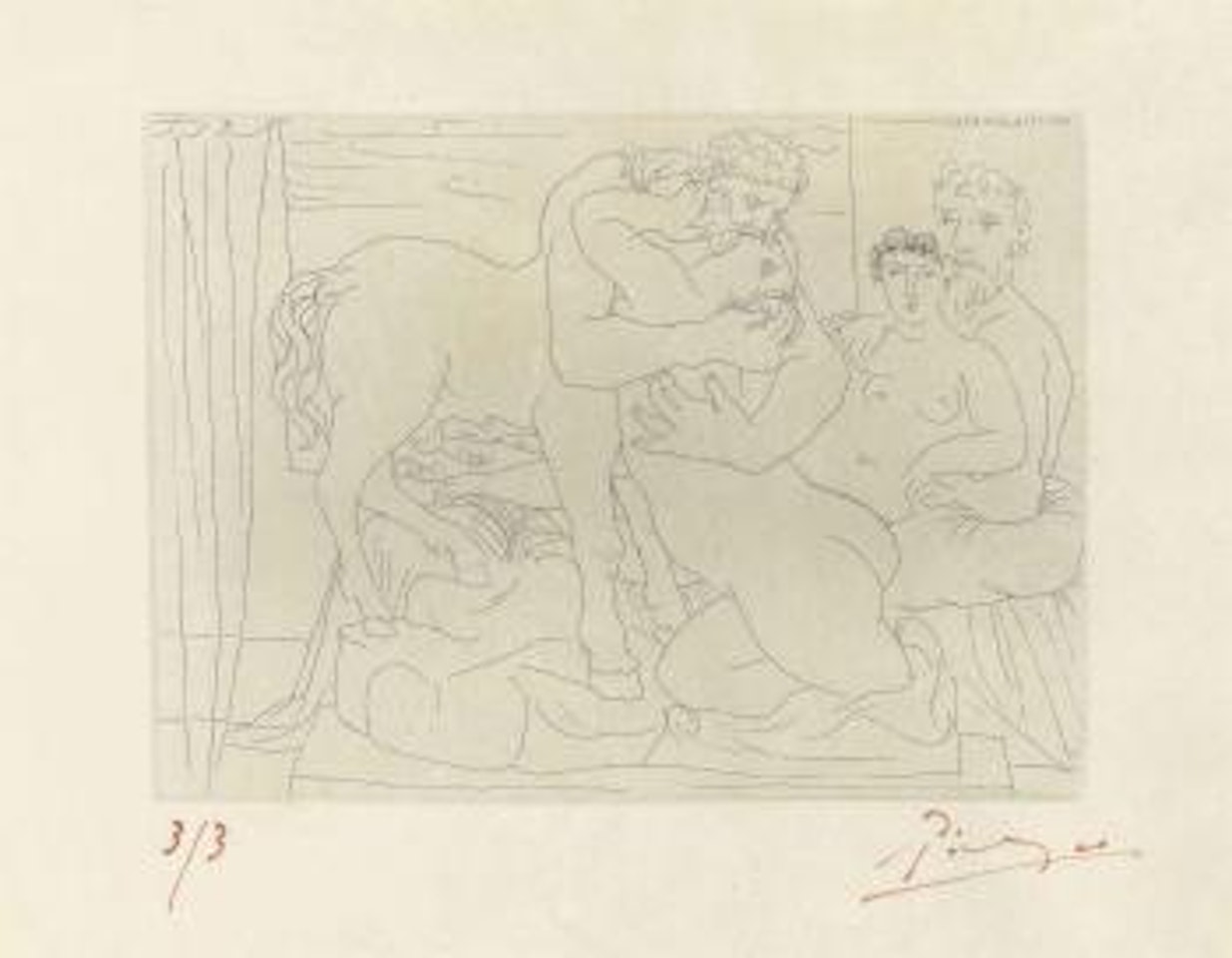 Le Repos Du Sculpteur Devant Un Centaure Et Une Femme, From: La Suite Vollard by Pablo Picasso