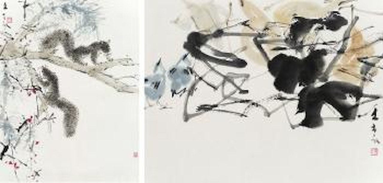 Squirrels; Flowers and Fruits by Chen Wen Hsi