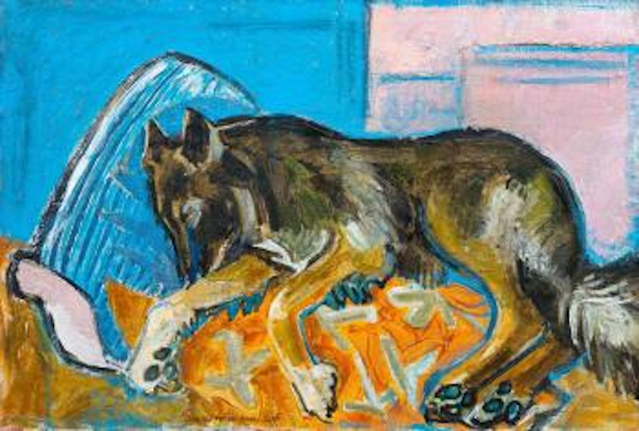 Resting dog by Reidar Särestöniemi