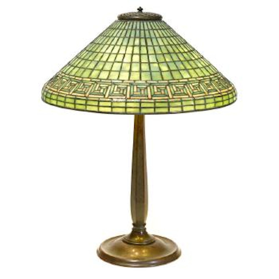 A Greek Key lamp by Tiffany Studios