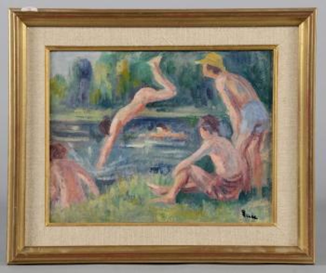 Moulineux, baigneurs dans l’étang by Maximilien Luce