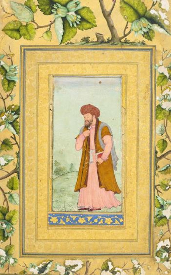 An Illustration Depicting a Poet Holding a Book by Mughal School