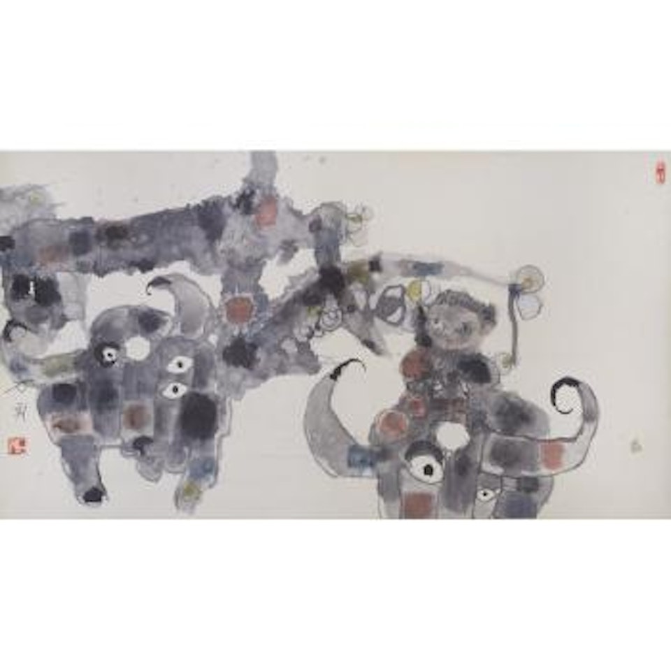 Buffalo and Child by Shi Hu