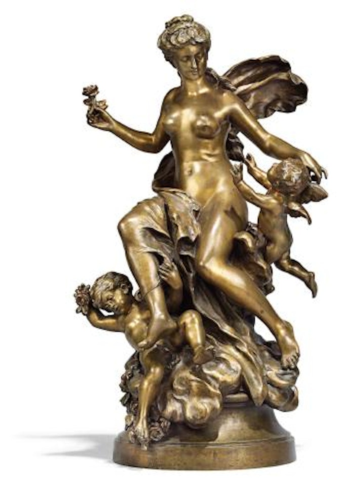 Jeune Femme Et Deux Enfants Ailes by Mathurin Moreau