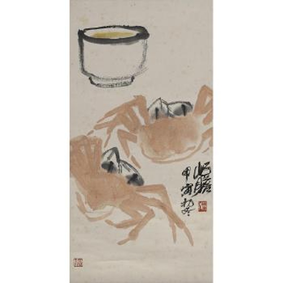 Crabs with Tea Cup by Zhu Qizhan