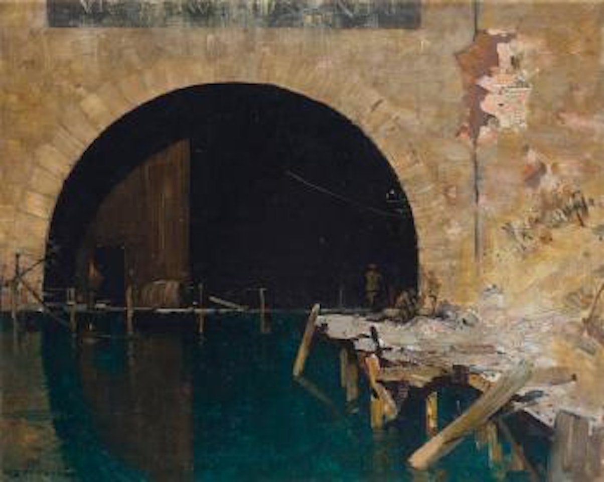 The Tunnel, Bellicourt Entrance by Arthur Ernest Streeton