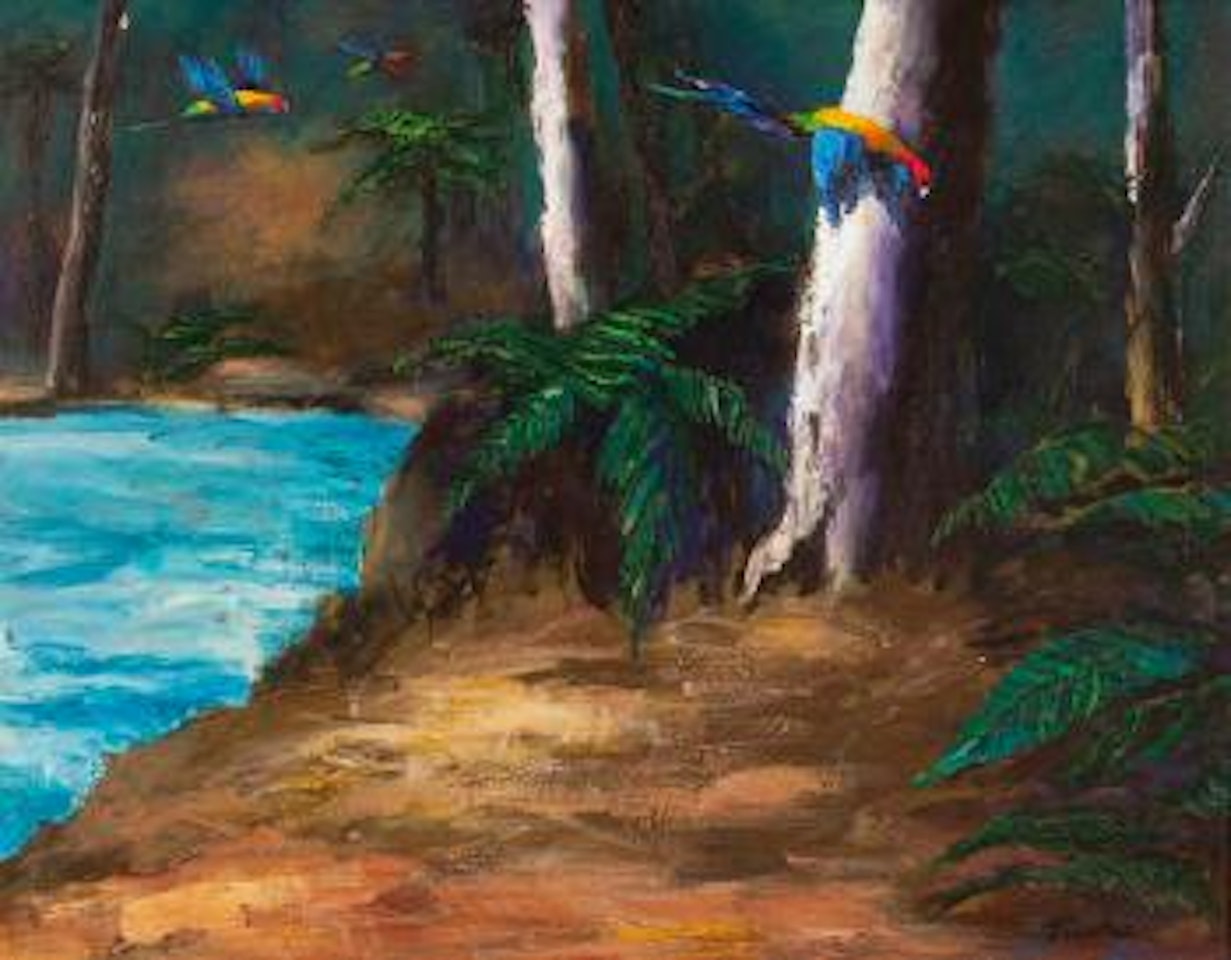Parrots Near A Stream by Albert Tucker