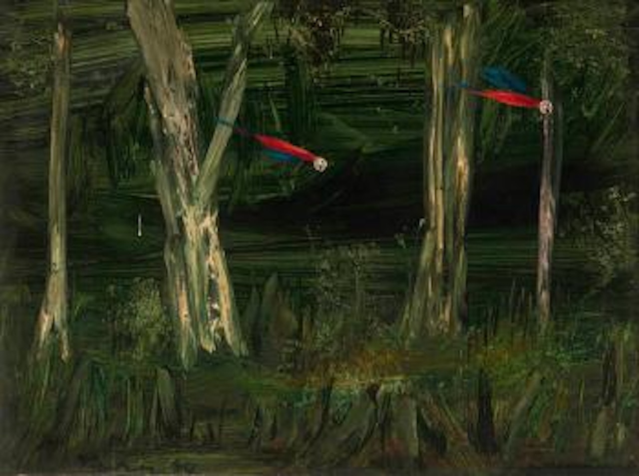 Parrots and Bush by Albert Tucker