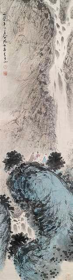 Gelehrte an einem Wasserfall by Fu Baoshi