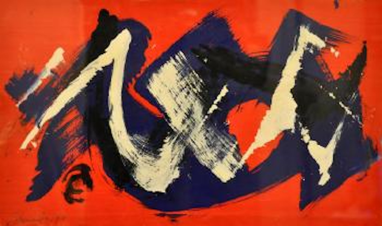 Composition sur fond rouge by Gerard Schneider