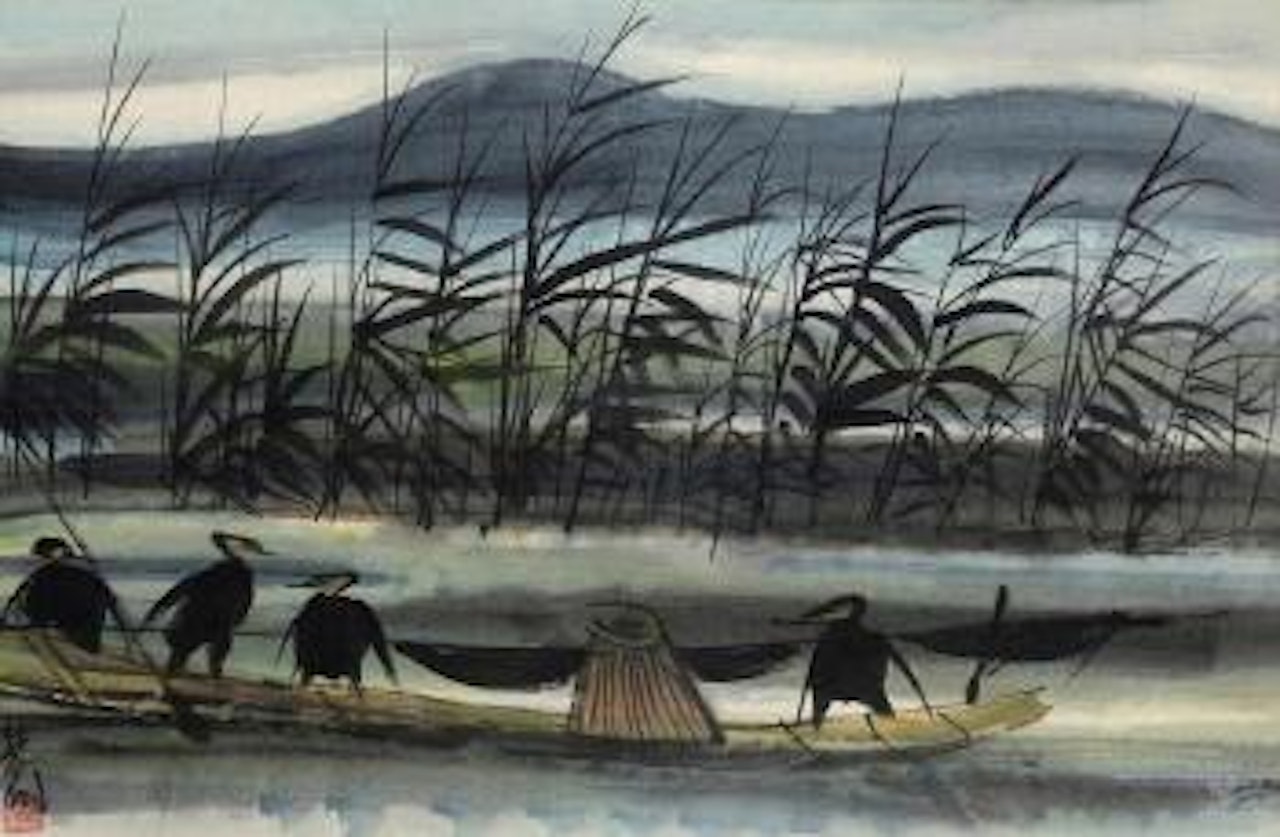 Cormorants resting on the Skiff by Lin Fengmian
