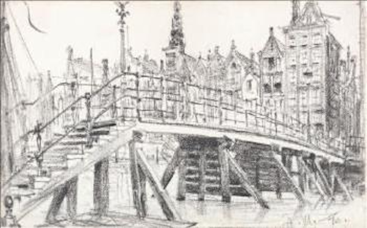 Brücke in Amsterdam by Adolph Menzel