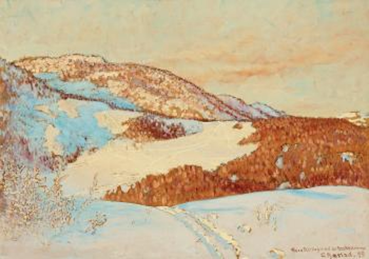 Ski tracks on the mountain by Gustaf Fjaestad
