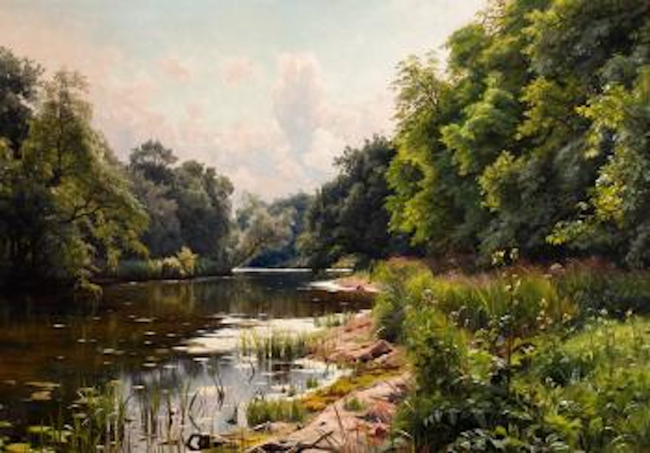 Summer day by the river by Peder Mork Monsted