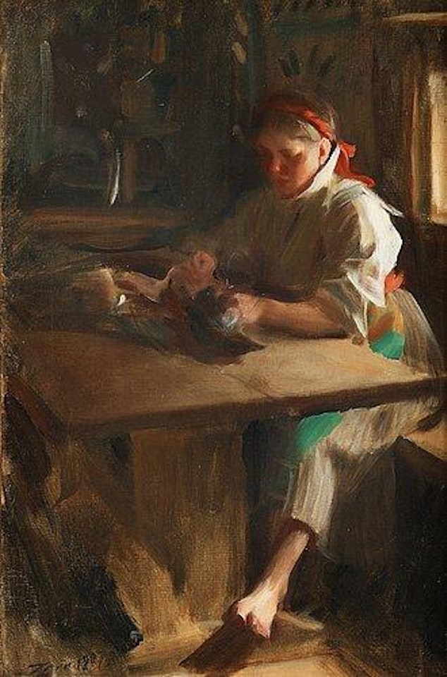Ida plockar fågel by Anders Zorn