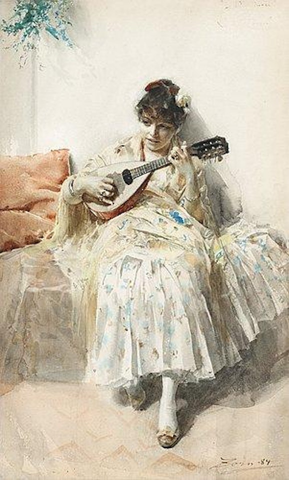 Mandolinspelerskan (Girl playing mandolin) by Anders Zorn