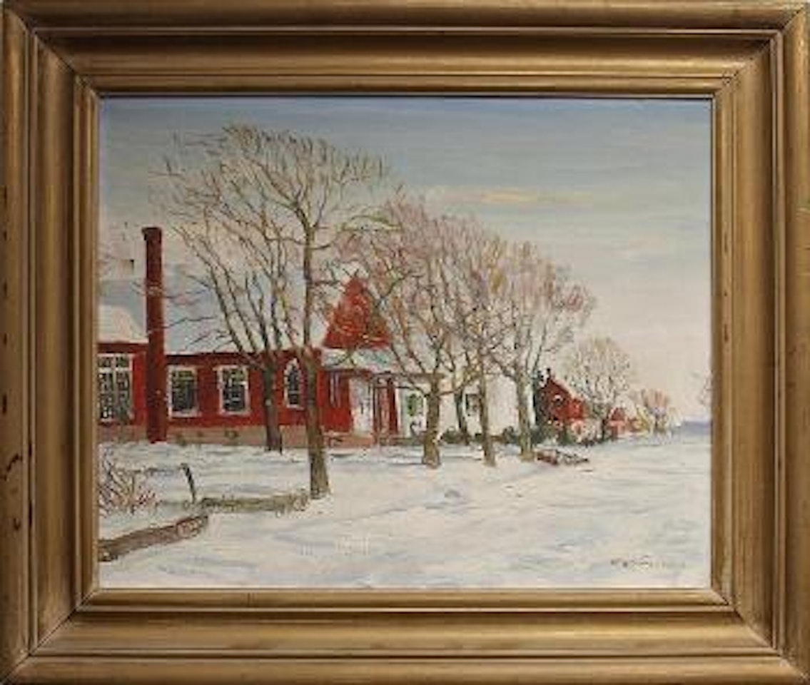 Winter street scene by Walter Emerson Baum
