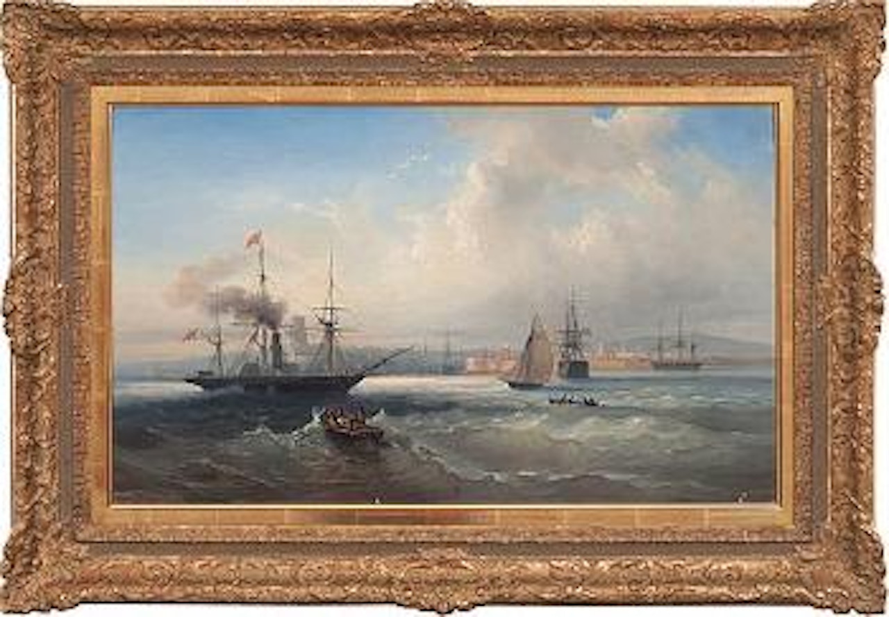 Ships off the coast of France by Anton Melbye