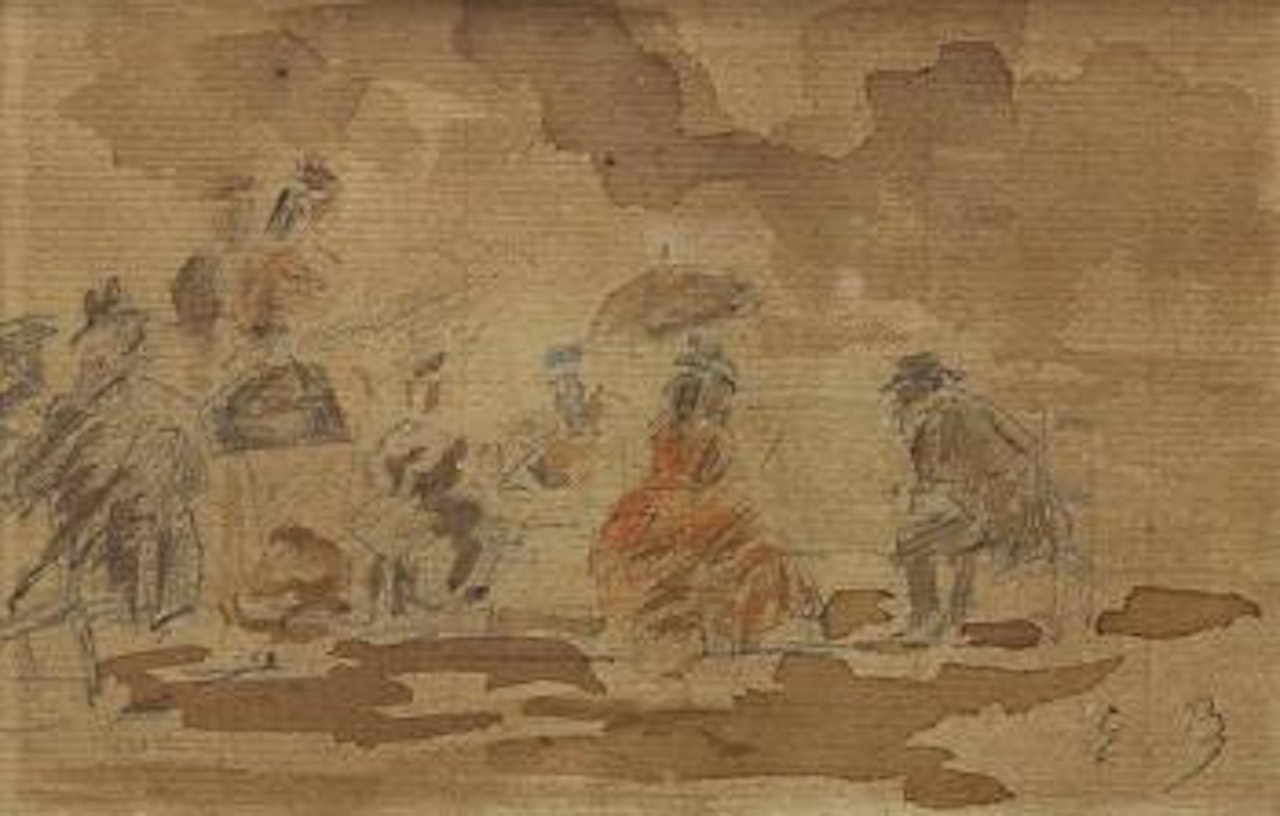 Figures on the beach by Eugène Boudin