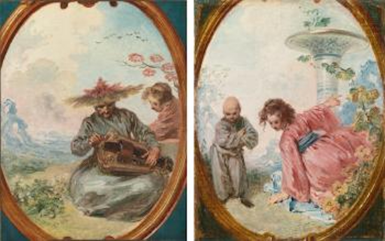 Viosseu or Chinese musician; Chinese woman of Kouei Tchéou: a pair of paintings by Jean-Antoine Watteau