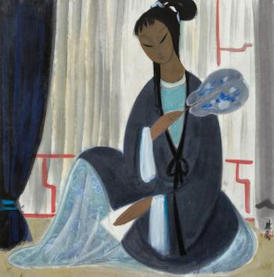 Lady with A Fan by Lin Fengmian