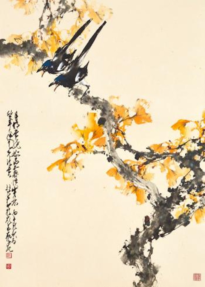 Perching by The Autumn Leaves by Zhao Shao'ang