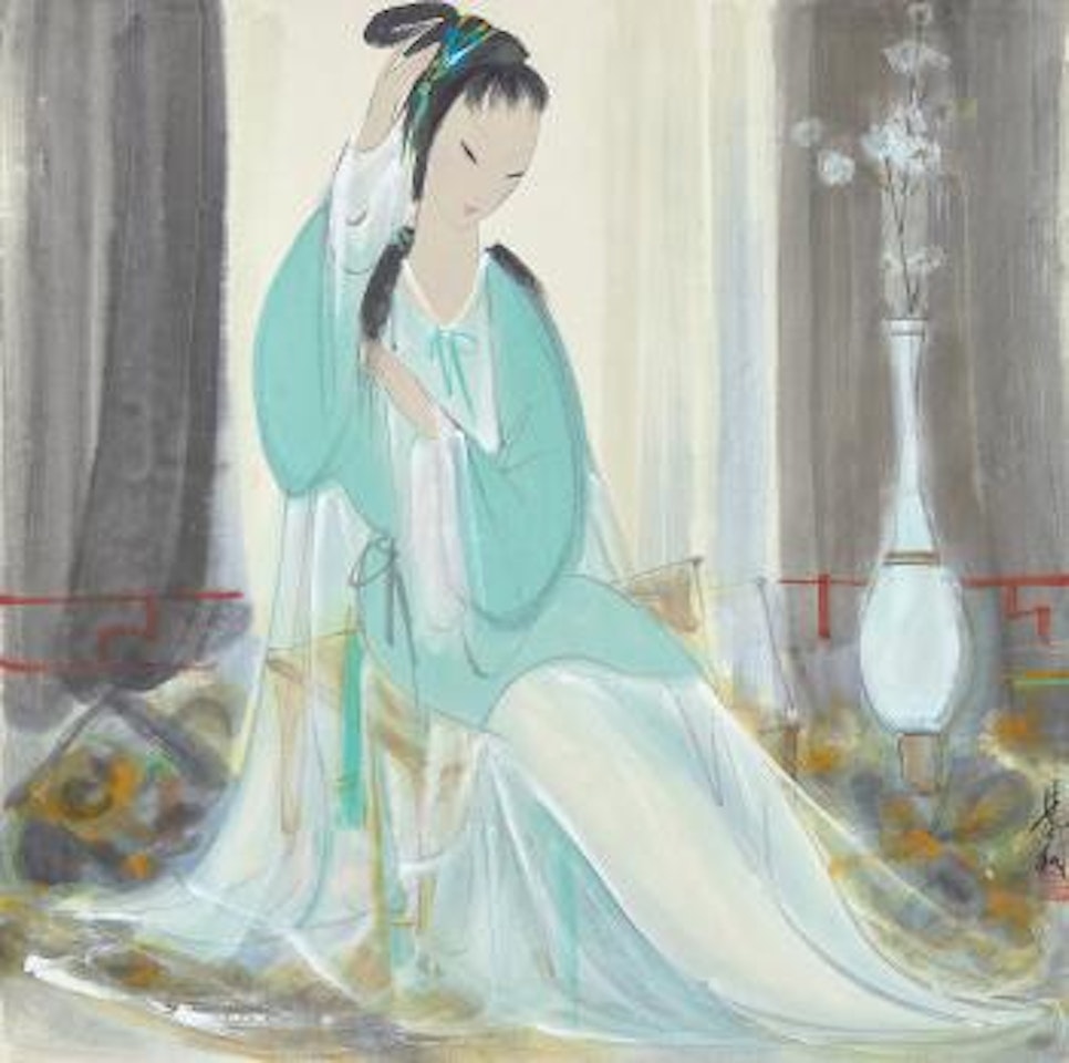 Lady Tidying Hair by Lin Fengmian