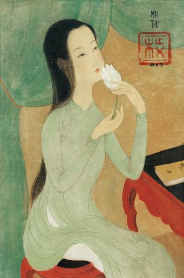 Femme Et Fleur (Young lady with flower) by Mai Trung Thu