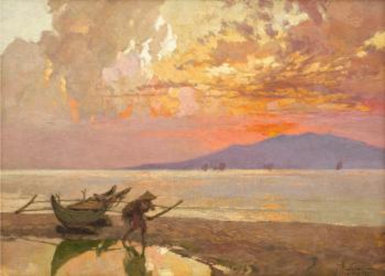 Sunset by the sea by Fernando Amorsolo
