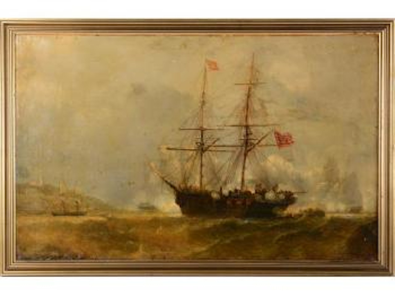 Combat naval by Jean Baptiste Henri Durand-Brager