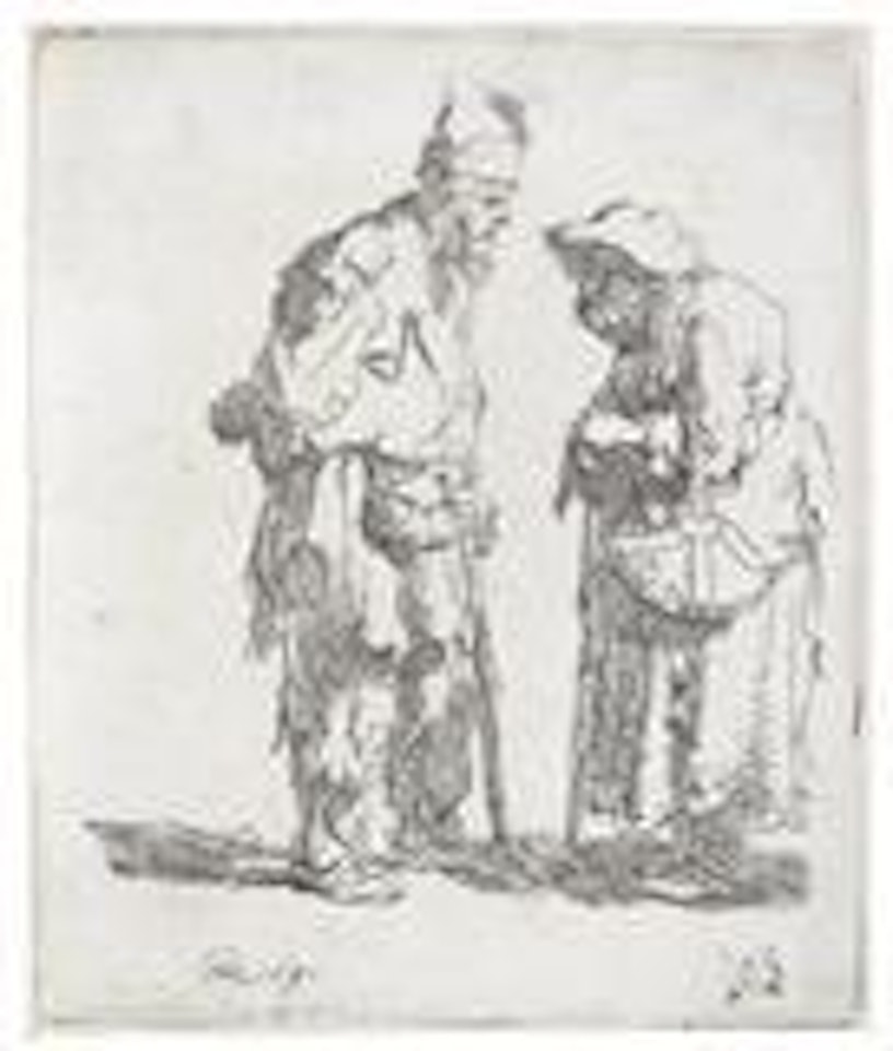 Beggars and Begar Women talking by Attributed to Rembrandt Harmensz van Rijn