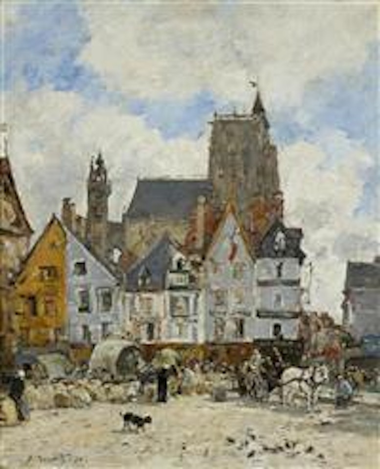 Abbeville. La place Courbet in Saint-Vulfran by Eugène Boudin