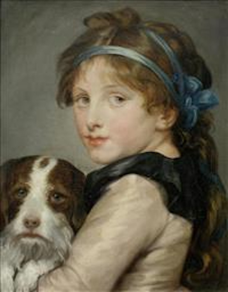 Girl with dog by Jean-Baptiste Greuze