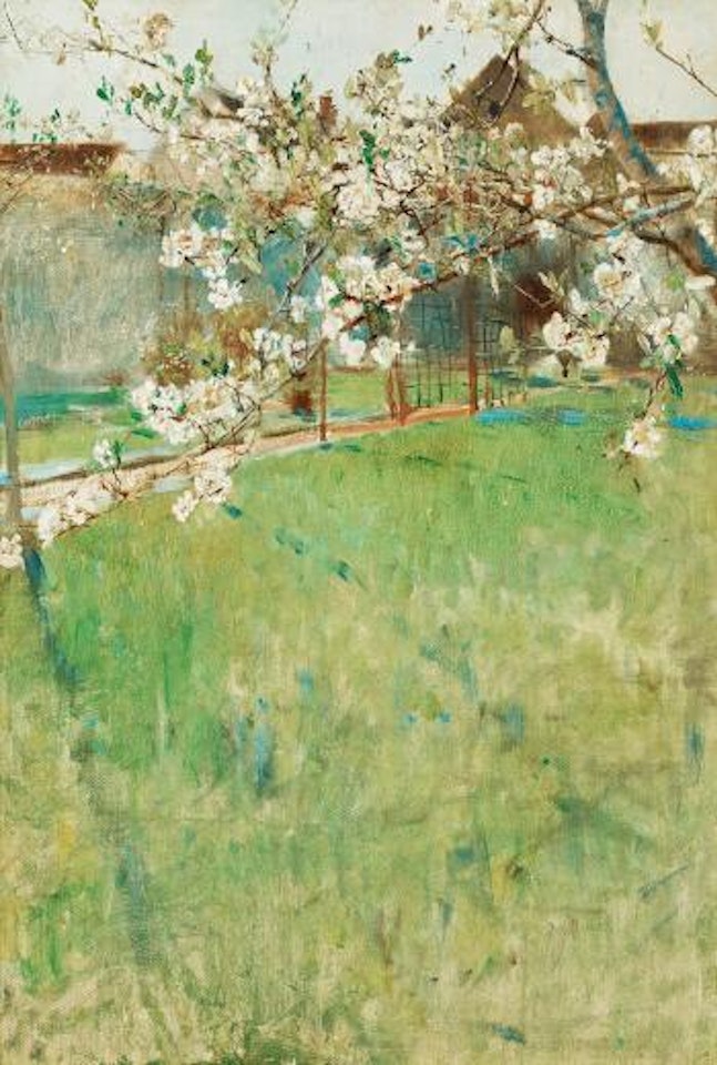 Körsbärsblomster, motiv från Grez by Bruno Liljefors
