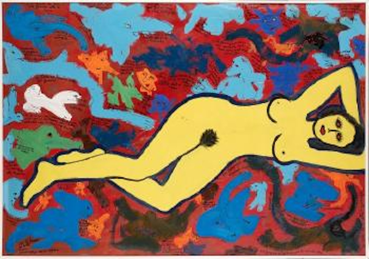 Femme jaune corps jaune, si tu donnes ton coeur à une femme by Ben Vautier
