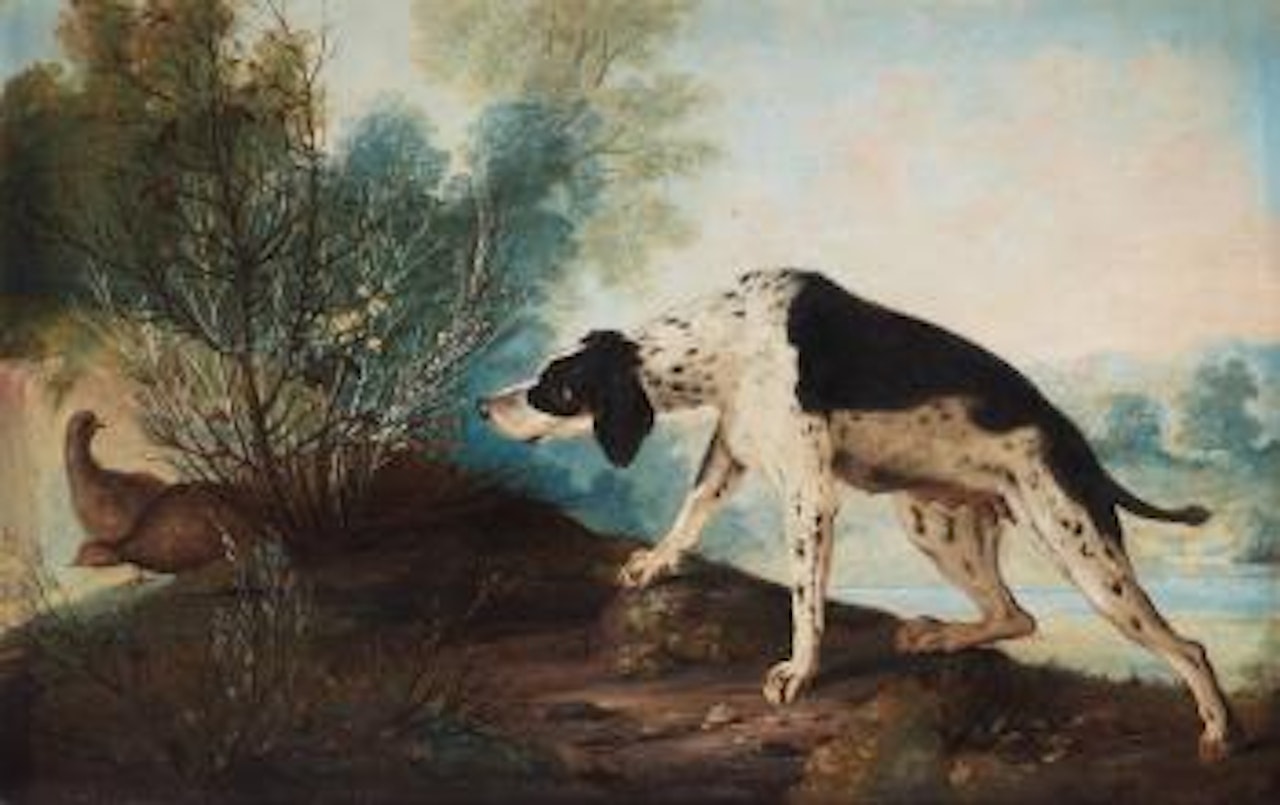 Landscape with dog and birds by Johan Pasch