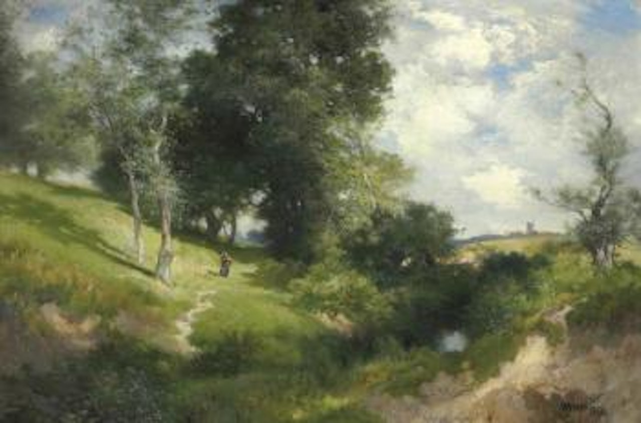 Sunny Hillside, East Hampton by Thomas Moran