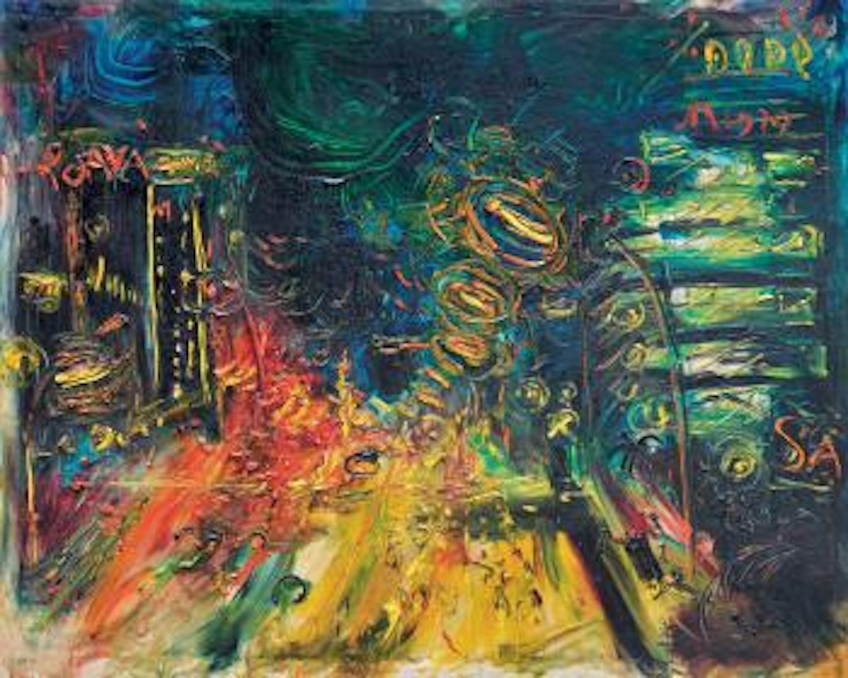 Jalan Thamrin Di Waktu Malam (Thamrin Road at Night) by Affandi
