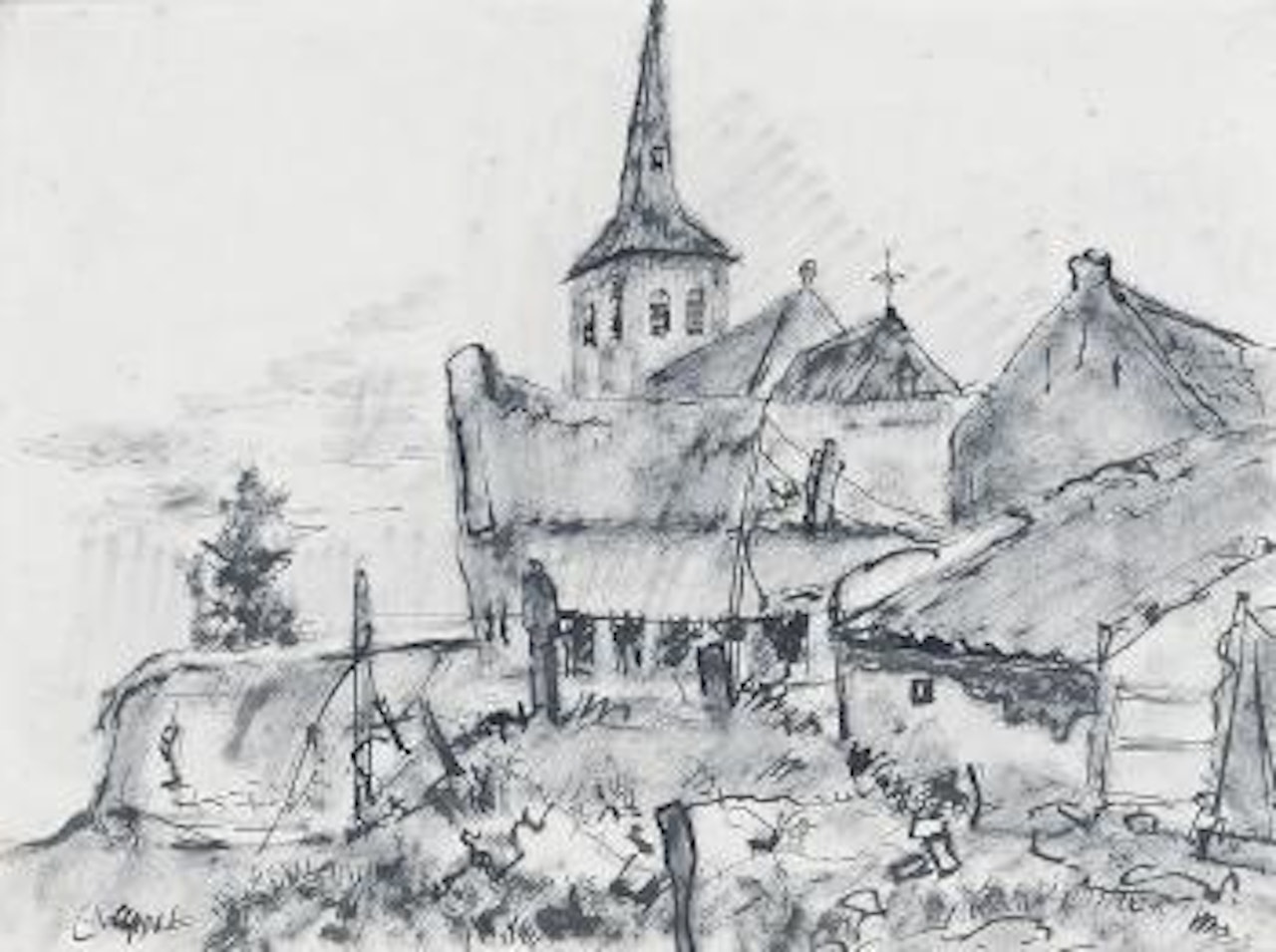 Landschap Limburg by Karel Appel