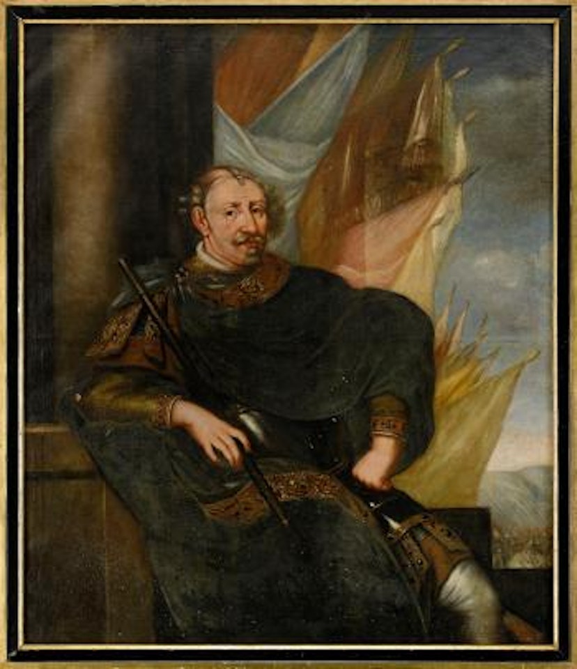 Porträtt av kung Karl IX (1550-1611) som fältherre, iklädd harnesk och guldbroderad mantel över den "romerska" dräkten by David Klöcker von Ehrenstrahl