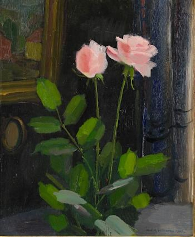 Rosa rosor i interiör by Olle Hjortzberg