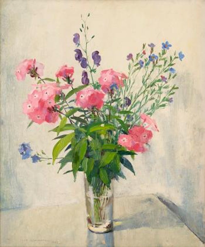 Stilleben med midsommarblomster by Olle Hjortzberg