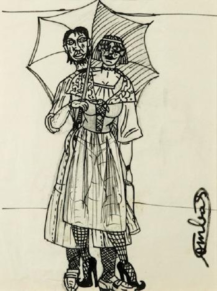 C'est que ce type et cette femme sont imbriqués malgré le temps,  Il pleut ou il fait trop chaud ? De toute façon, c'est moi qui ai dessiné cette connerie ! by Robert Combas