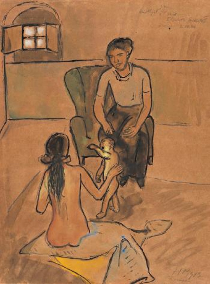 Zwei Frauen und ein Kleinkind (Firenze) by Max Pechstein