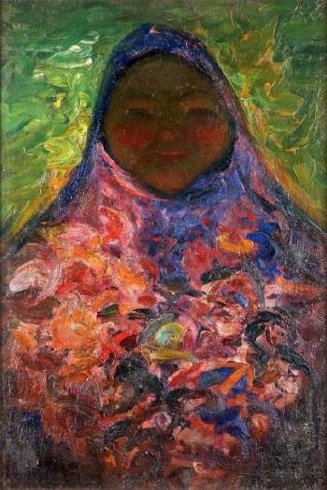 Fillette au Bouquet de Fleurs by Filip Malyavin