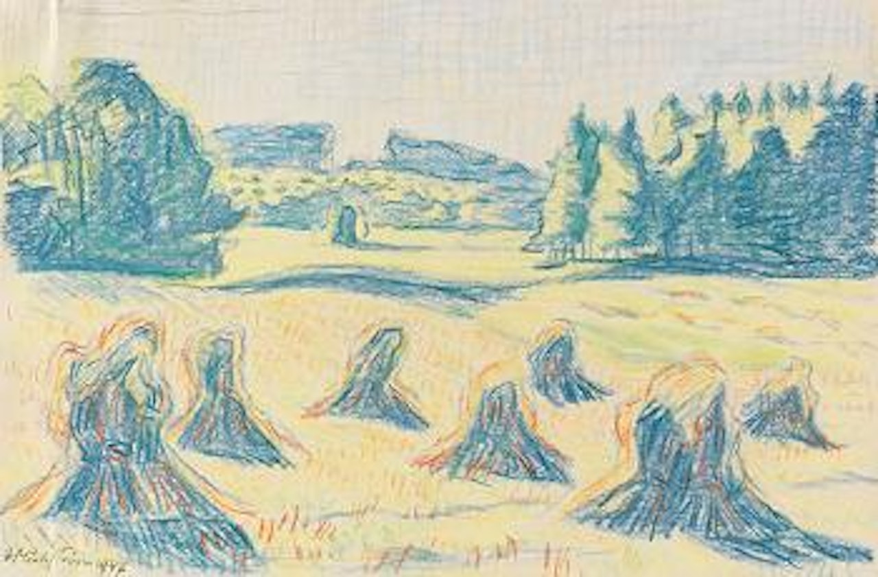 Blaue Kornpuppen auf einer Waldwiese by Max Pechstein